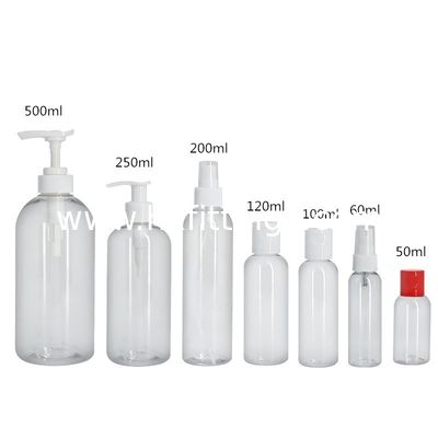 250 ml plastik PET şampuan boş şişe pompa ile pompa dağıtıcısı ile Tedarikçi