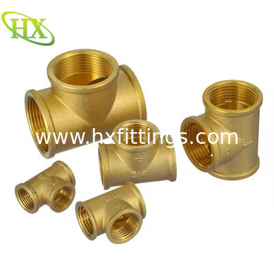 Düşük basınç için 1/2" 3/4" 1" boyutunda dişi BSP/NPT dişli pirinç T boru bağlantı parçaları mevcuttur.